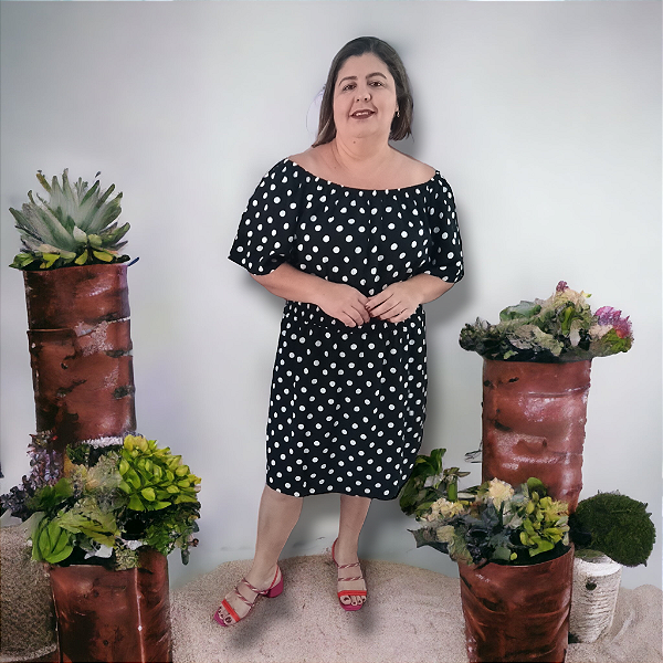 Vestido ciganinha poá plus Size G1 e G2