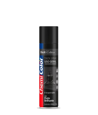 Tinta spray preto brilhante Chemicolor 400ml