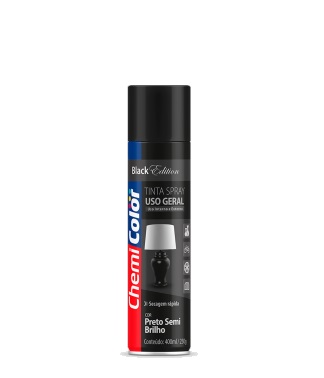 Tinta spray preto semi brilho Chemicolor 400ml