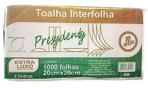 Papel toalha branco extra luxo Presydenty c/ 1000 fls