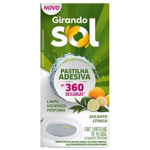 Pastilha adesiva sanitária citrico c/3 pcs Girando Sol 9gr