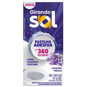 Pastilha adesiva sanitária lavanda c/3 pcs Girando Sol 9gr