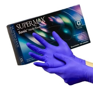 Luva s/ pó nitrílica sonic c/100 Supermax Tam. XG