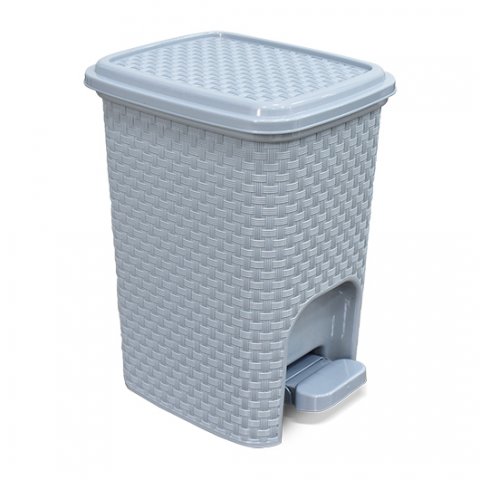 Lixeira c/ pedal rattan cinza Arqplast 7L Ref. 25743