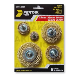 Kit escova aço c/ haste 5 pcs Fertak Ref. 2791