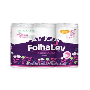 Papel hig. folha dupla neutro roxo Folhalev 12x30m