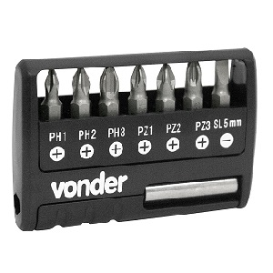Jogo de bits p/ parafusadeira Vonder c/ 9 pcs