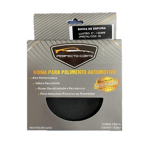 Boina de espuma lustro preta Perfecto Corte 5"