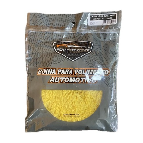 Boina de lã dupla face refino amarela Perfecto Corte 8"