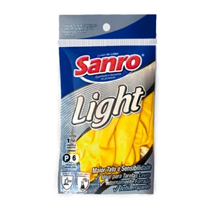 Luva de latex amarela soft light Sanro Tam. P