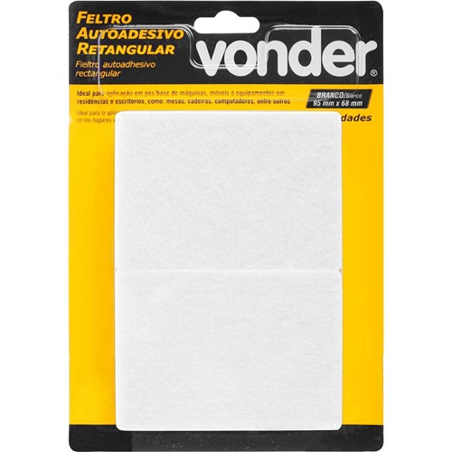 Feltro retangular branco c/ 10 und Vonder 95x68mm