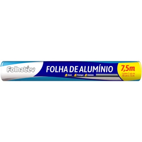 Papel alumínio 45cm Folhalev 7,5m
