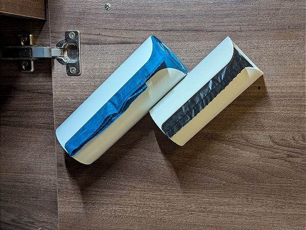 Suporte para rolos de saco de lixo, organizador cozinha