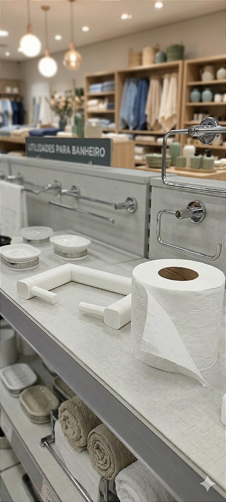 Suporte para Papel Higiênico troca rápida, fixação parafuso ou fita