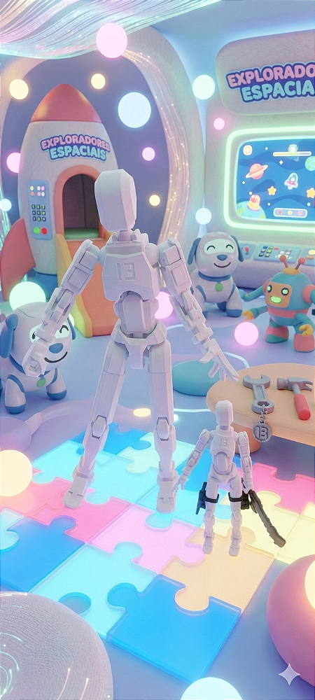 Boneco Dummy 13 Articulado GIGANTE 29CM + 5 Armas | Kit Montar Ação 3D Presente Criativo