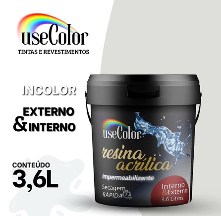 Resina Acrílica 3,6 Base Água Incolor Brilhante E Fosca Incolor Fosco