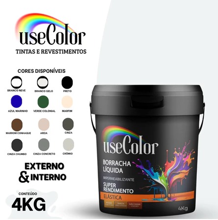 Tinta Emborrachada 4kg Impermeável Acabamento Fosco Pigmento:Preto;Acabamento:Fosco