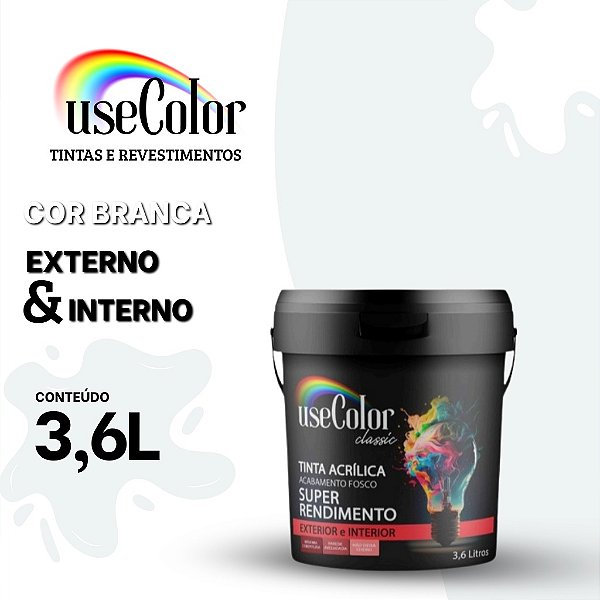 Tinta Acrílica Standard Fosca Premium Cor Branca Classic Super rendimento Exterior e Interior Boa Cobertura Usecolor