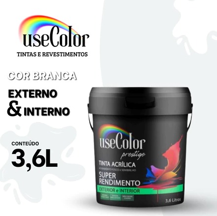 Tinta Acrílica 3,6L Premium Látex Fosca Super Rendimento Máxima Cobertura Multiuso Usecolor