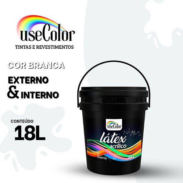 Tinta Acrílica Látex 18L Cor Branca Antimofo Econômica Fácil aplicação Bom acabamento Secagem rápida Usecolor