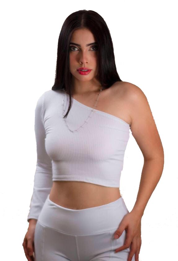 Cropped mula manca branco canelado