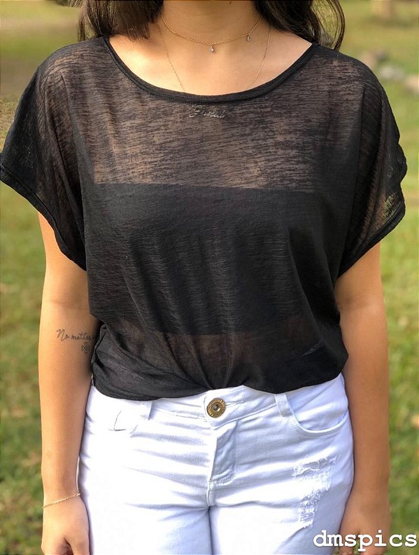 Blusa cigana com transparencia