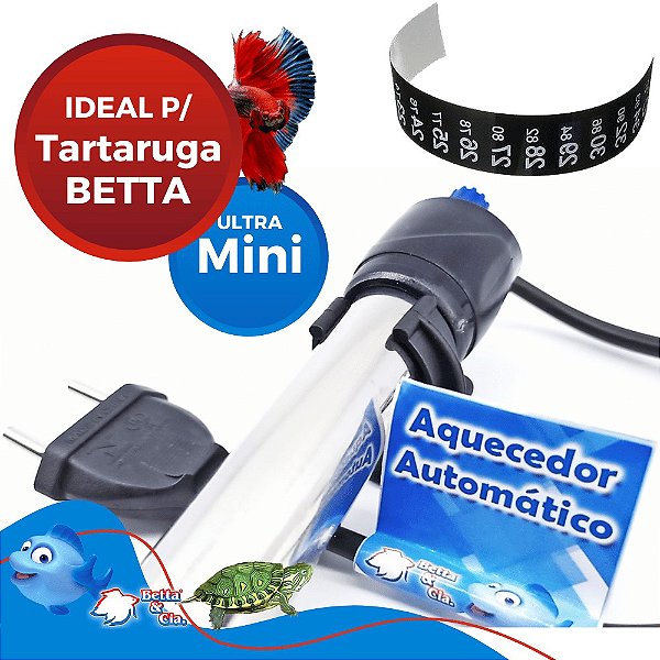Mini Aquecedor de Aquário BettaeCia - Inox Automático 25w - Betta e Mini Aquários