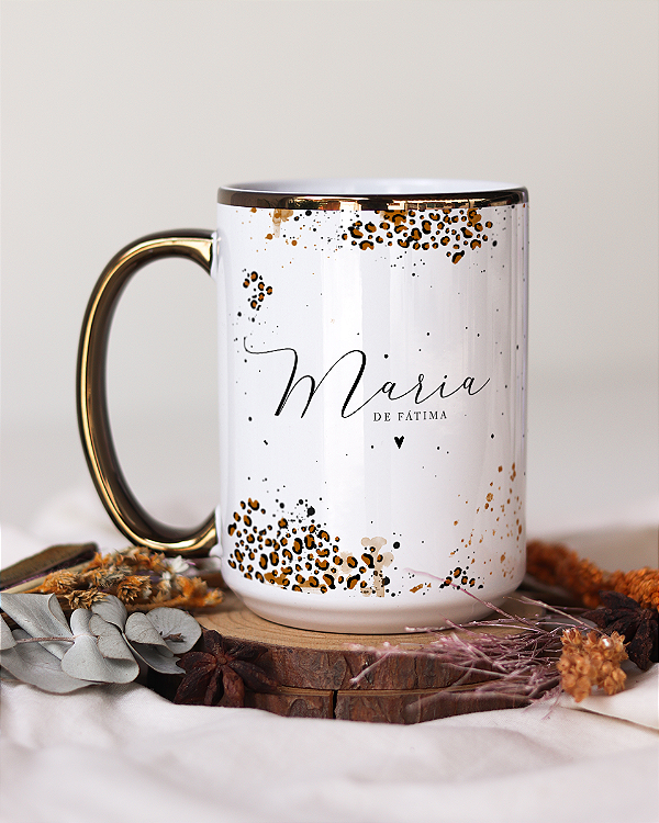 Caneca Jumbo Alça Cromada Personalizada Oncinha
