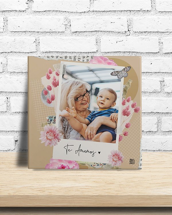 Azulejo polaroide personalizado com foto rosa