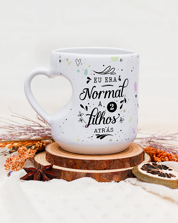 Caneca alça coração 3D divertida dia das mães
