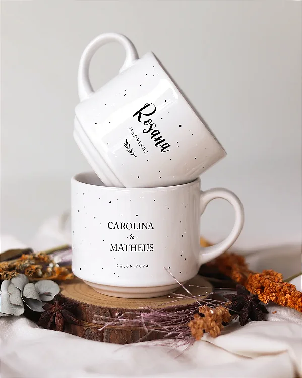 Xícara personalizada casamento minimalista