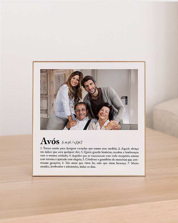 Quadro de mesa personalizado com foto significado avós 20x20cm