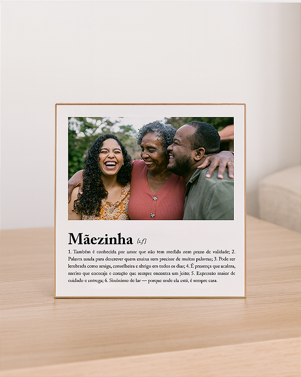 Quadro de mesa personalizado com foto significado mãe 20x20cm