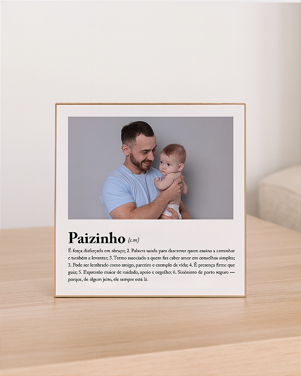 Quadro de mesa personalizado com foto significado pai 20x20cm