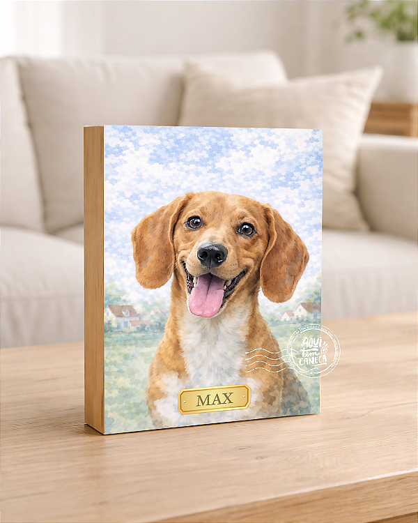 Quadro de mesa meu pet srd vira-lata caramelo personalizado com nome 15x20cm