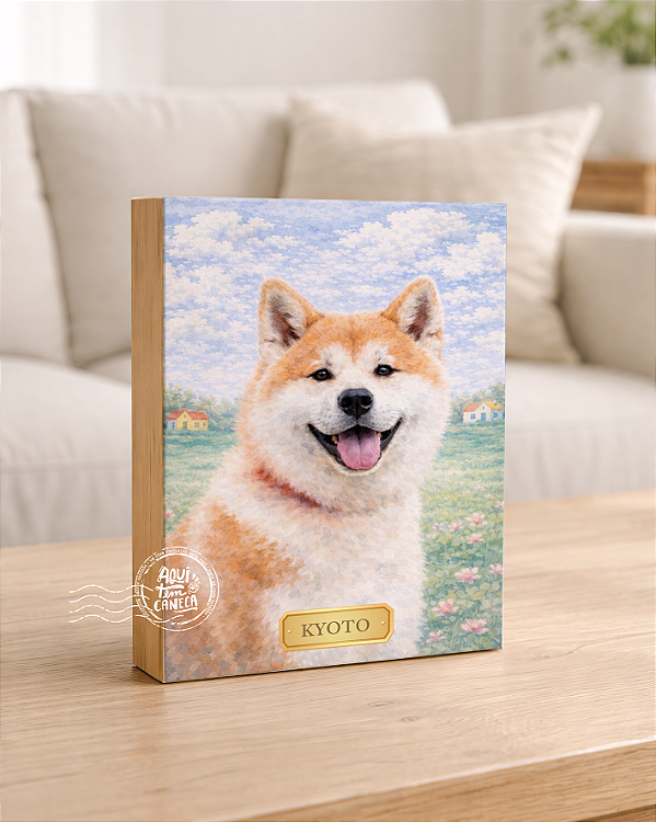 Quadro de mesa meu pet akita personalizado com nome 15x20cm