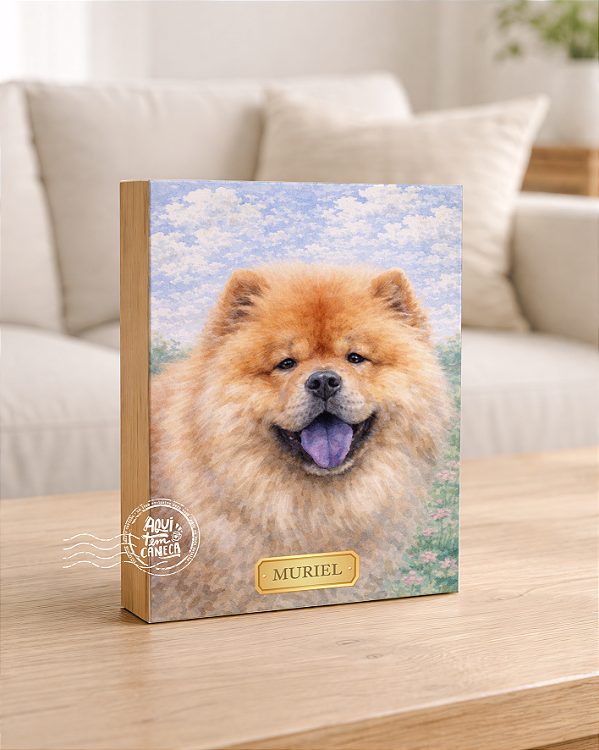 Quadro de mesa meu pet cachorro chow chow personalizado com nome 15x20cm
