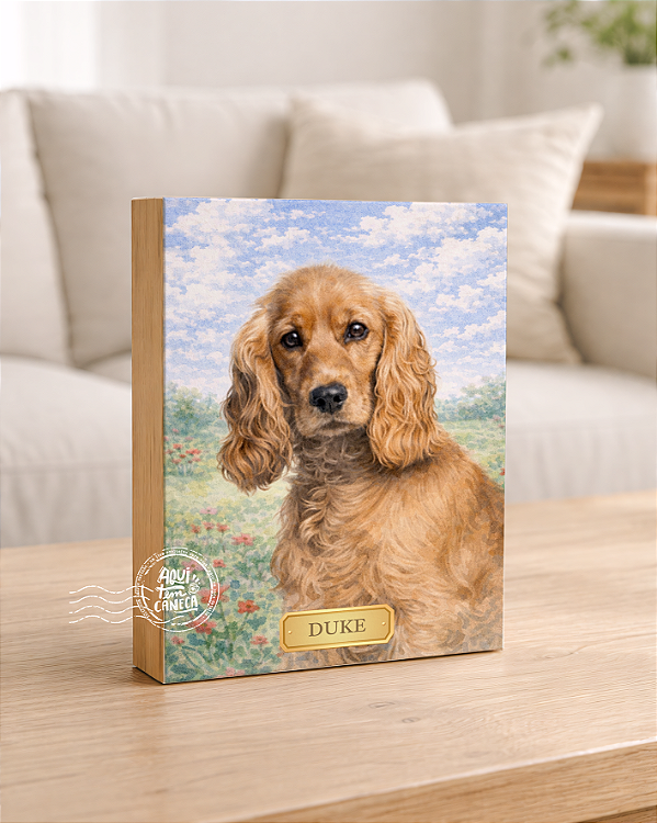 Quadro de mesa meu pet cachorro cocker spaniel personalizado com nome 15x20cm
