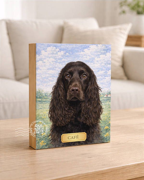 Quadro de mesa meu pet cachorro cocker spaniel marrom personalizado com nome 15x20cm