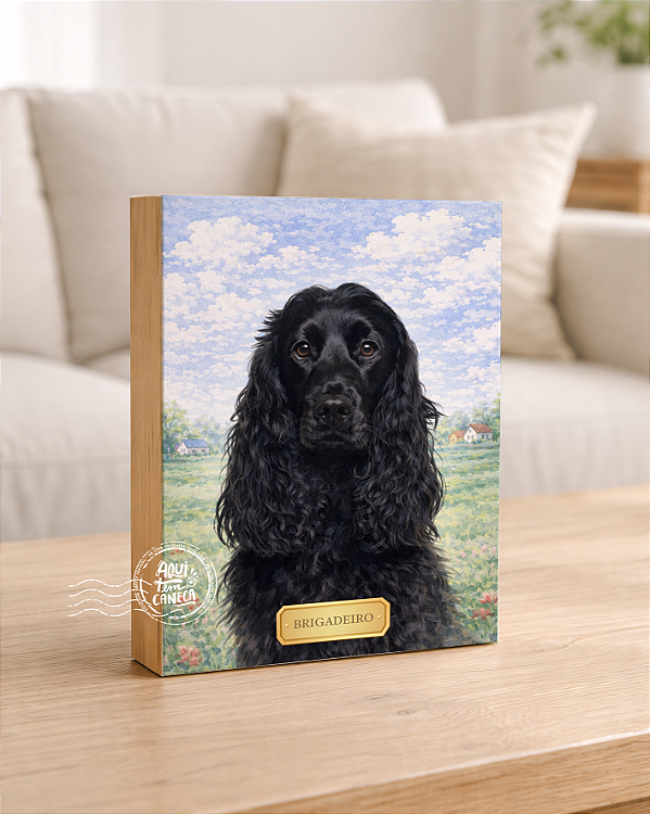 Quadro de mesa meu pet cachorro cocker spaniel preto personalizado com nome 15x20cm
