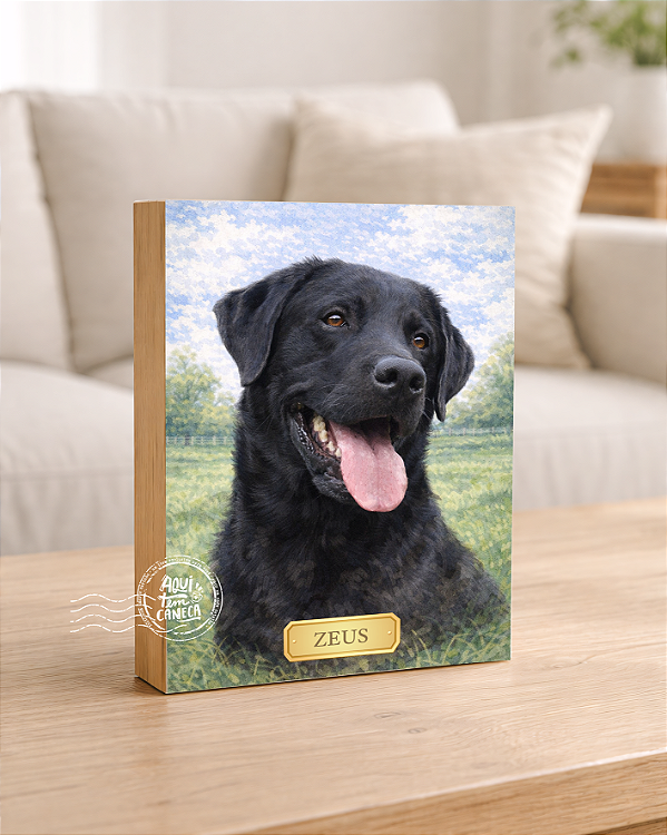 Quadro de mesa meu pet cachorro labrador preto 2 personalizado com nome 15x20cm