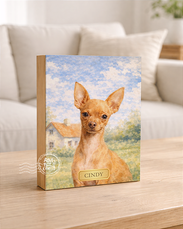 Quadro de mesa meu pet cachorro pincher personalizado com nome 15x20cm