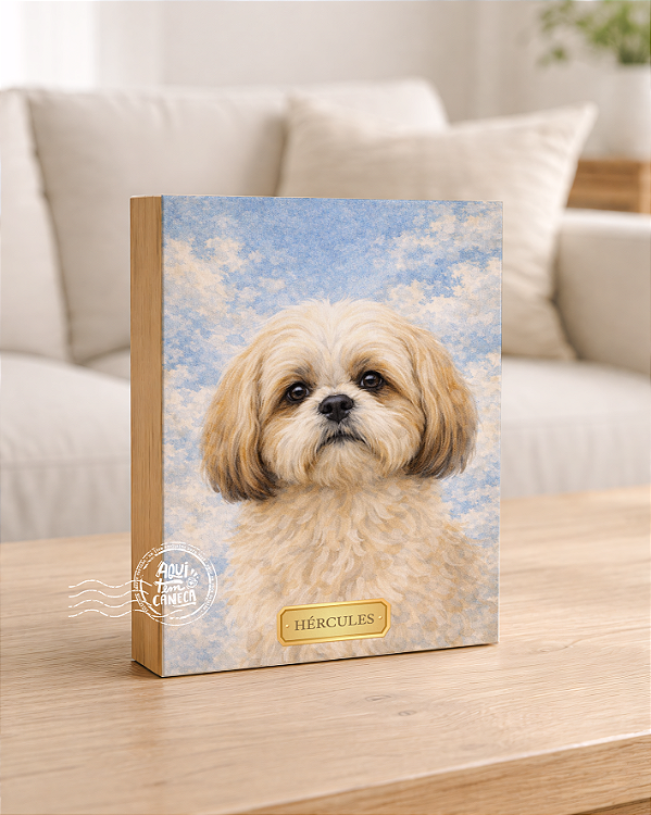 Quadro de mesa meu pet cachorro shih tzu personalizado com nome 15x20cm