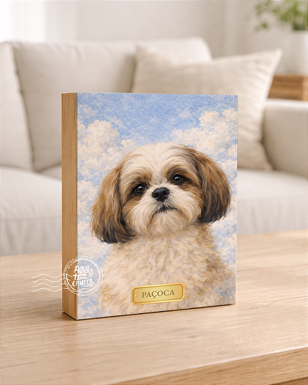 Quadro de mesa meu pet cachorro shih tzu 2 personalizado com nome 15x20cm