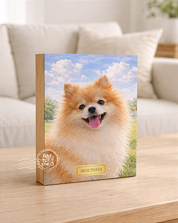 Quadro de mesa meu pet spitz alemão (lulu da pomerânia) personalizado com nome 15x20cm