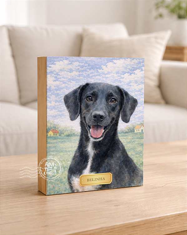 Quadro de mesa meu pet srd preto 2 personalizado com nome 15x20cm