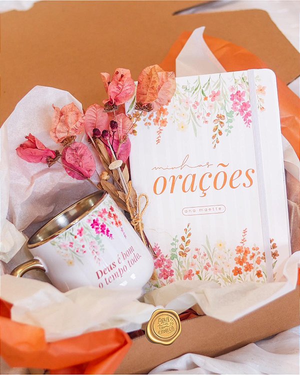 Kit devocional moleskine minhas orações + caneca nobelle jardim rosé