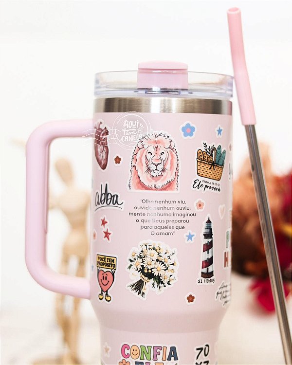 Copo Zaya 1,2L com alça gravado a laser - Arte Jesus Stickers #2