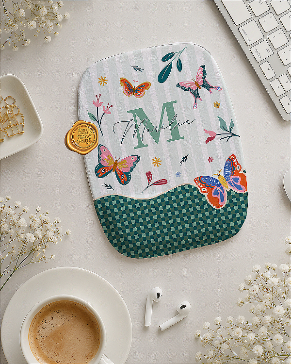 Mousepad ergonômico personalizado borboletas