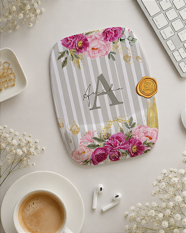 Mousepad ergonômico personalizado floral rosa #2